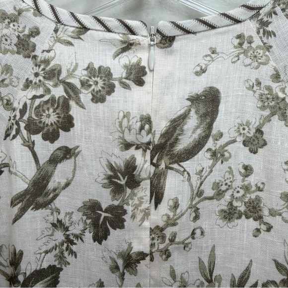 Zimmermann Linen Day Midi Dress Puff Sleeve Pockets Olive Green Toile Floral 6 - Picture 8 of 13